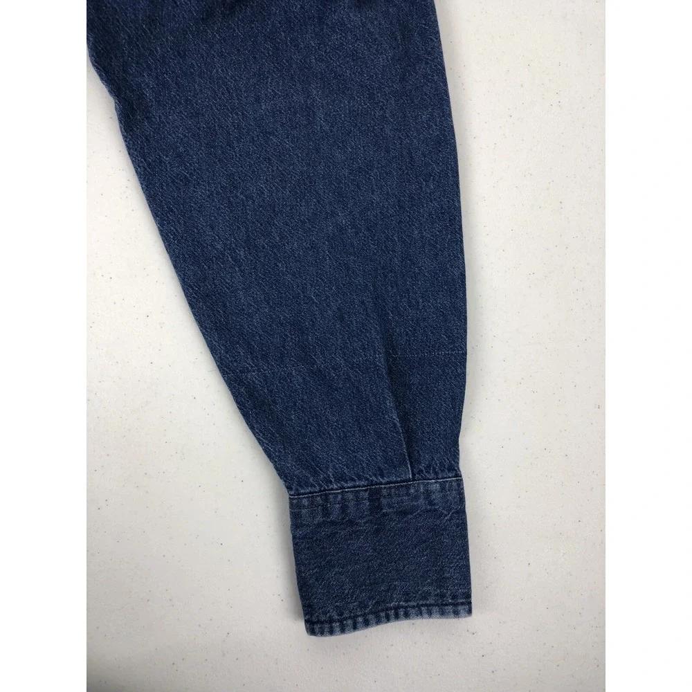 Wrangler Vintage Mens 19 X 35 Shirt Pearl Snap Denim Big Mans Fit X Long Tail